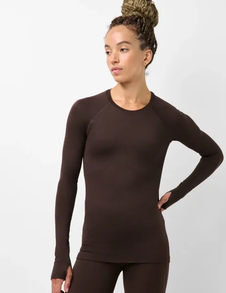 Sweaty Betty Textured Seamless Top Dark Brown
