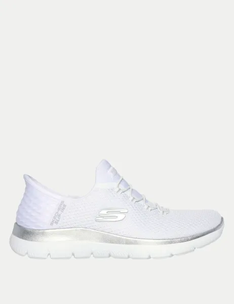Skechers Wide Fit Summits Diamond Dream Slip In Trainers White Mix