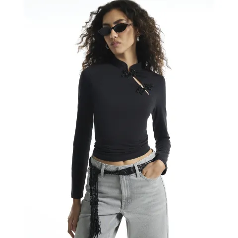 River Island Beaded Frogging Top