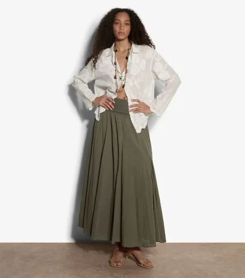 Women's Dark Khaki Midaxi Skirt Dress