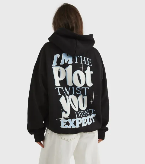 Women's Black Plot Twist Logo Hoodie