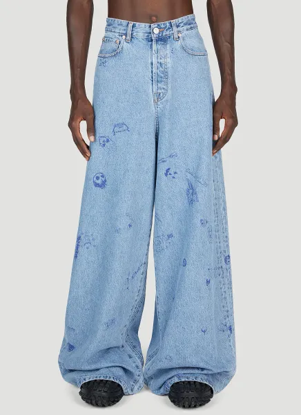 Scribbled Baggy Jeans
