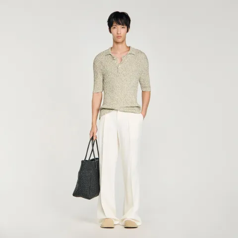 Marl cotton knit polo shirt