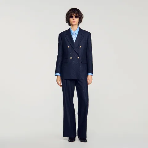 Rhinestone wool suit jacket