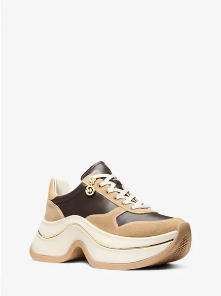 Michael Kors Arla Leather and Suede Trainer