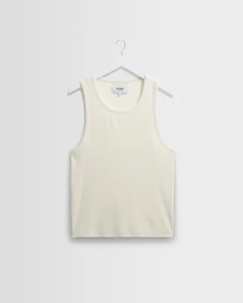 Wax London Montague - Ecru Ribbed Organic Cotton Vest