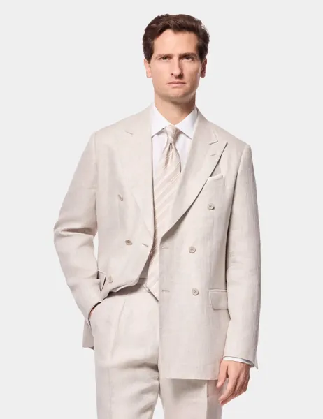 Hawes & Curtis Tailored Fit Pure Linen Suit Jacket Neutral