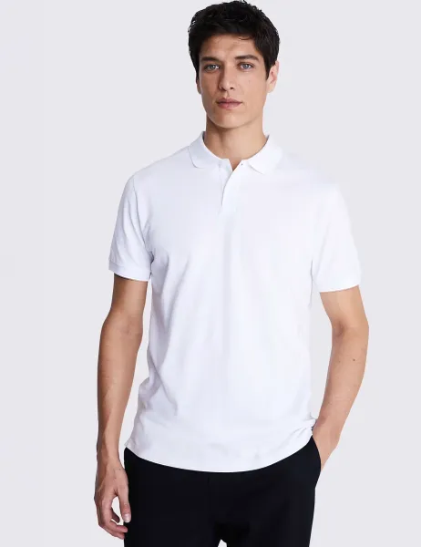 Moss Cotton Rich Pique Polo Shirt White