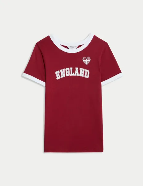 Marks & Spencer Pure Cotton England Slim Fit Ringer Tee Multi