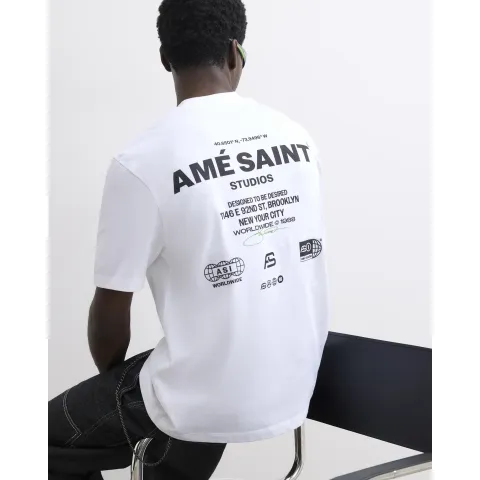 River Island Regular Fit Ame Saint Script T-Shirt