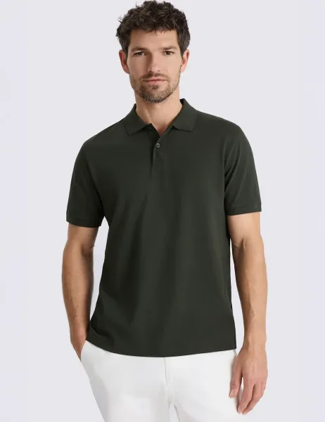 Moss Cotton Rich Pique Polo Shirt Khaki
