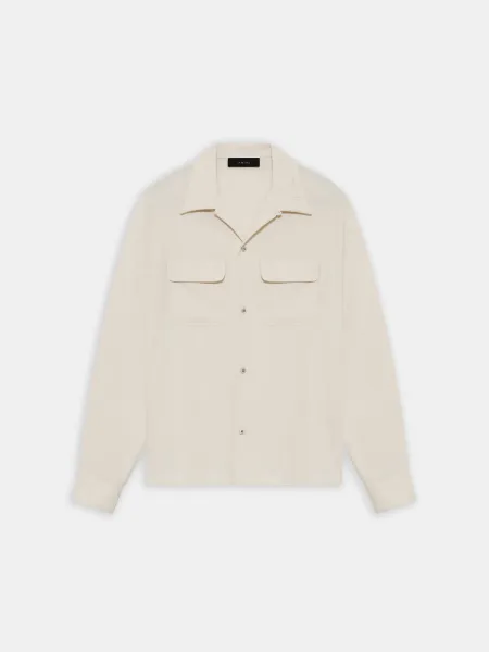 ROUND POCKET DRESS SHIRT - Alabaster