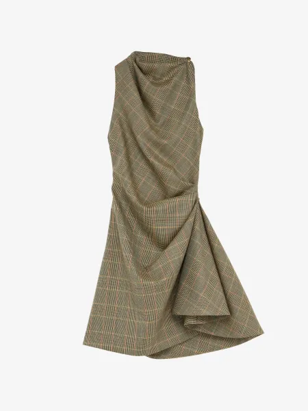 Country Check Asymmetric Mini Dress