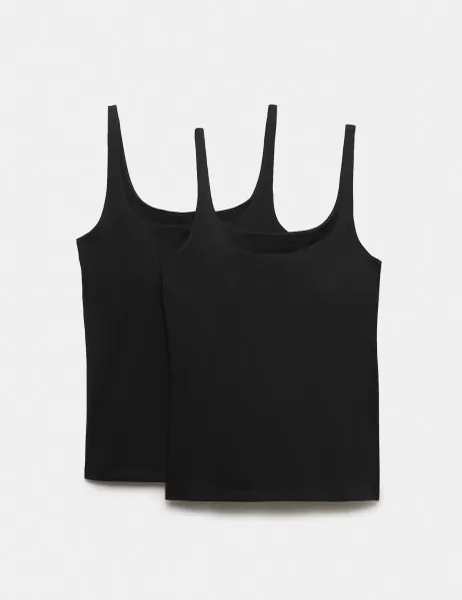 Marks & Spencer 2 Pack Secret Support Scoop Neck Bra Vest Black