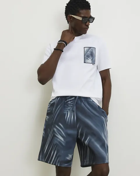 River Island Regular Fit Palm Print Shorts