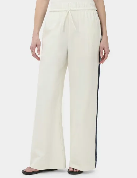 Sweaty Betty Side Stripe Drawstring Wide Leg Trousers Soft White