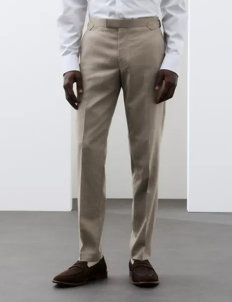 Autograph Tailored Fit Wool Blend Suit Trousers Neutral