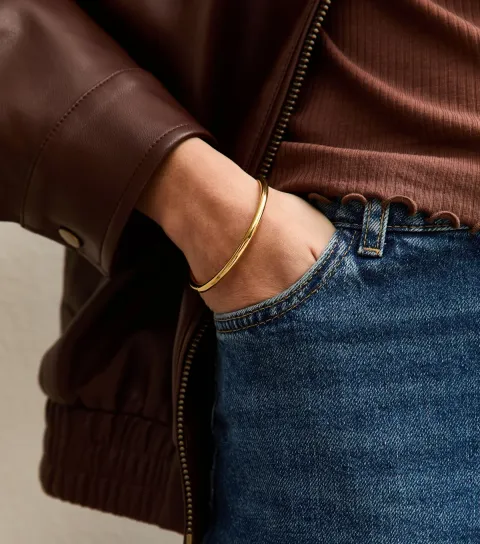 Gold Tone Waterproof Sleek Bangle Bracelet