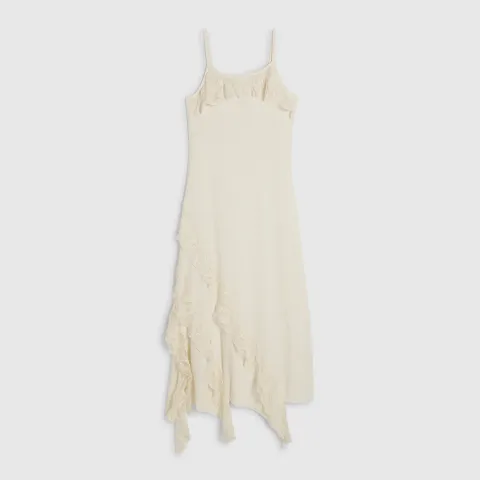 River Island Petite Asymmetric Lace Trim Maxi Dress