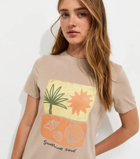 Women's Mink Cotton Sunshine Soul Relaxed T-Shirt