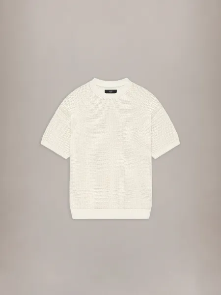 CROCHET MESH TSHIRT - Ivory