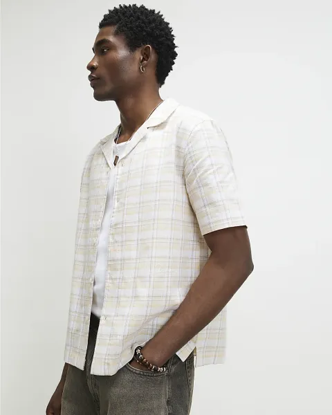 River Island Linen Blend Check Shirt