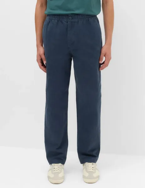 Marks & Spencer Tapered Fit Elasticated Waist Trousers Navy