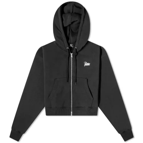 Femme Basic Cropped Zip Up Hooded Sweater