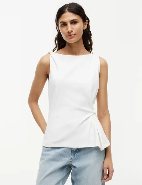 Tommy Hilfiger Pure Cotton Knot Front Top White