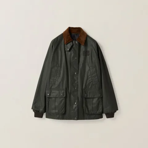 Resin-finish poplin caban jacket