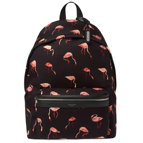 Flamingo Print Canvas Backpack