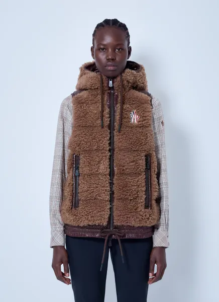 Moncler Grenoble Shearling Hooded Gilet