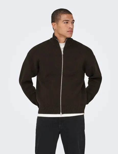 Jack & Jones High Neck Zip Up Cardigan