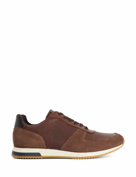 Dune London Leather Trainers Brown