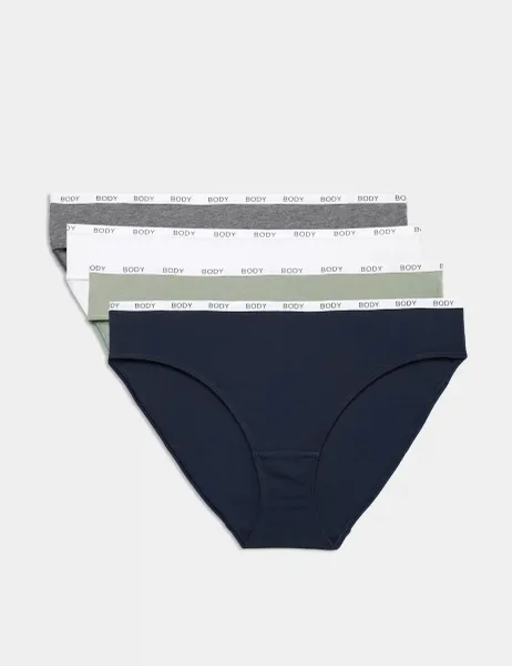 Marks & Spencer 4pk Cotton Rich Bikini Knickers Grey Mix