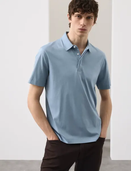 Autograph Pure Supima Cotton Polo Shirt Light Blue