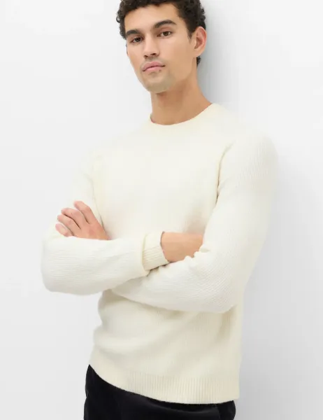 Marks & Spencer Supersoft Crew Neck Jumper with Wool Ecru