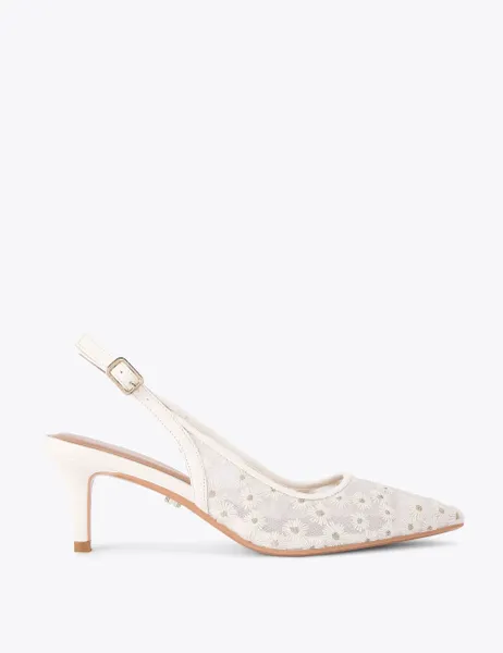 Carvela Mesh Daisy Low Heel Slingbacks White