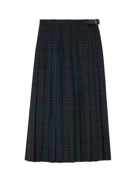 Burberry Pleated Blend Skirt D.Clay Blue