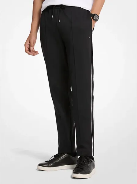 Contrast Piping Stretch Nylon Track Pants