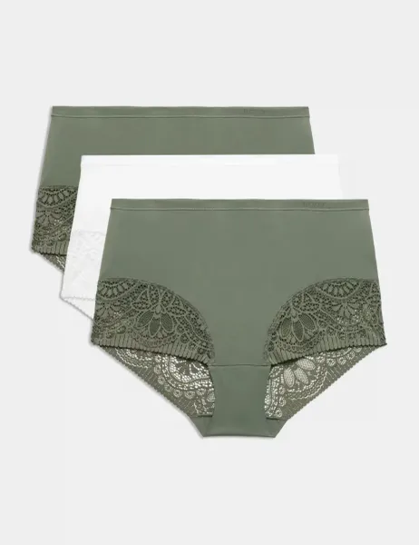Body by M&S 3pk Body Soft Full Briefs Moss Green