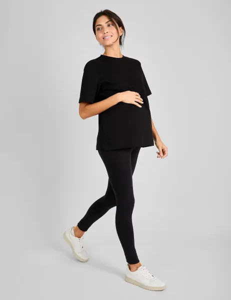 JoJo Maman Bébé Maternity Pure Cotton Oversized T-Shirt Black