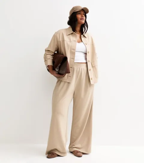 Women's Plus Size Camel Wide Leg Joggers Curves