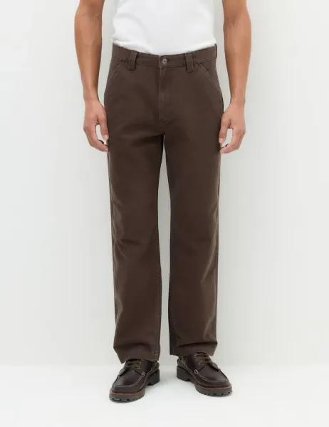 Marks & Spencer Loose Fit Pure Cotton Utility Trousers Chocolate