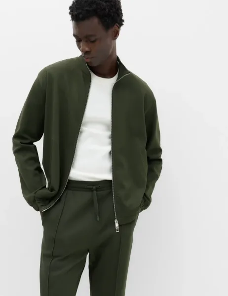 Marks & Spencer Ultimate Cotton Rich Full Zip Sweatshirt Dark Khaki