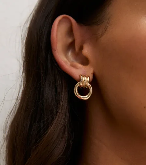 New Look Gold Tone Door Knocker Drop Earrings