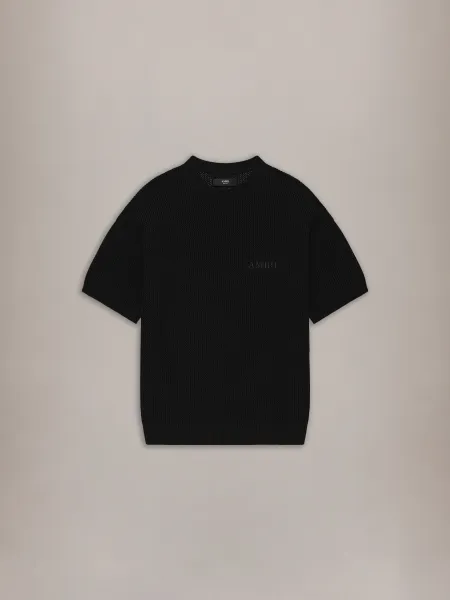 CROCHET MESH TSHIRT - Black