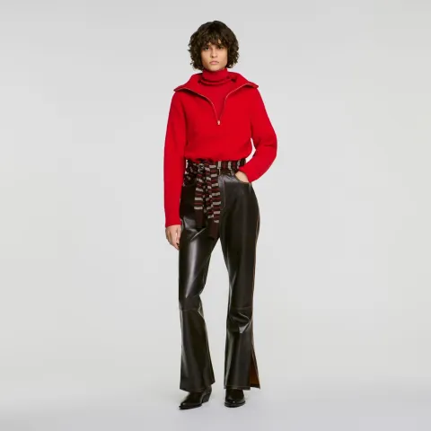 Zip-neck knit jumper