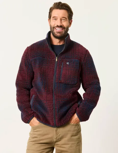 FatFace Checked Collared Zip Up Fleece