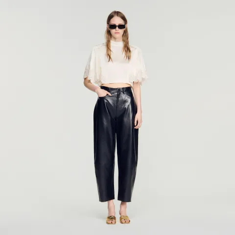 Satin cape-effect crop top